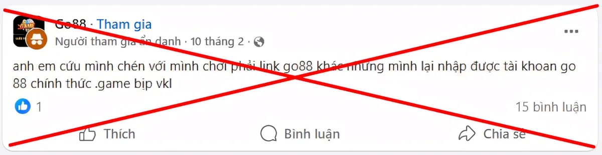 Cố tình đánh đồng link giả với Go88 thật